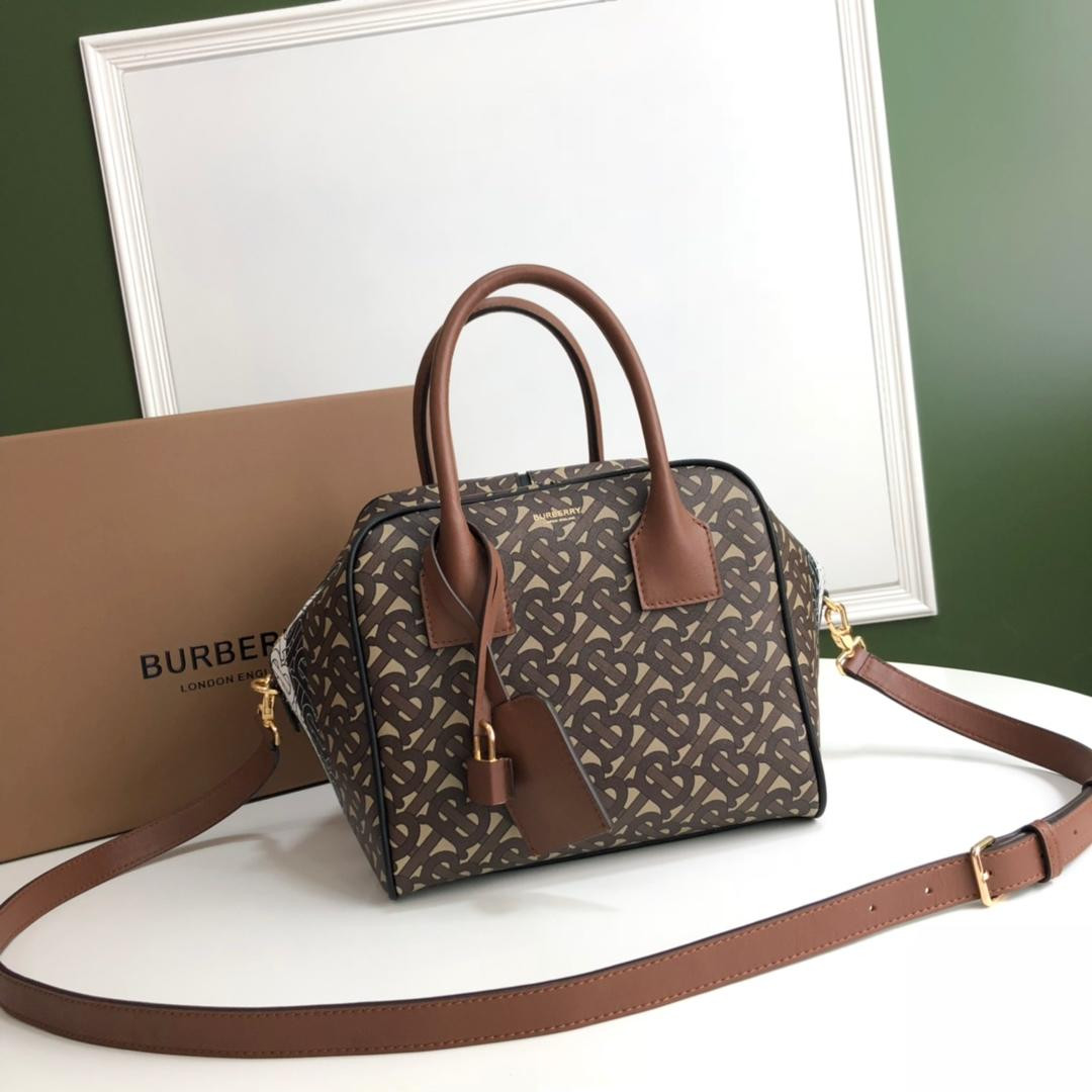 B**rry small monogram stripe e-canvas cube bag